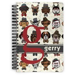 Hipster Dogs Spiral Notebook - 7x10 w/ Name and Initial