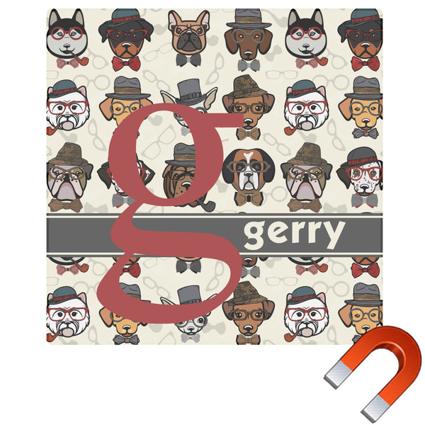 Custom Hipster Dogs Square Car Magnet - 10" (Personalized)