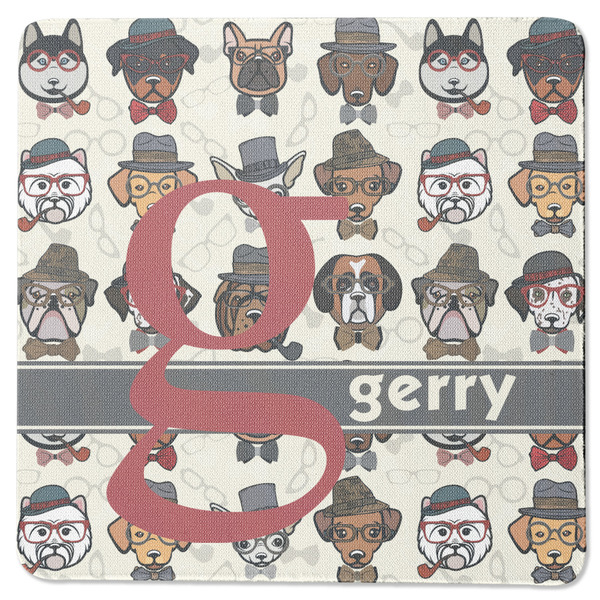 Custom Hipster Dogs Square Rubber Backed Coaster (Personalized)
