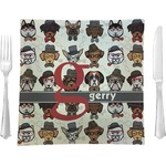 Hipster Dogs 9.5" Glass Square Lunch / Dinner Plate- Single or Set of 4 (Personalized)