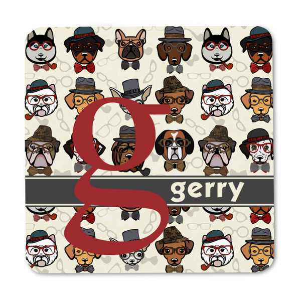 Hipster Dogs Square Fridge Magnet - FRONT