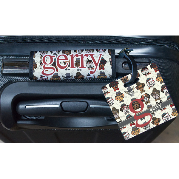 Hipster Dogs Square Luggage Tag & Handle Wrap - In Context