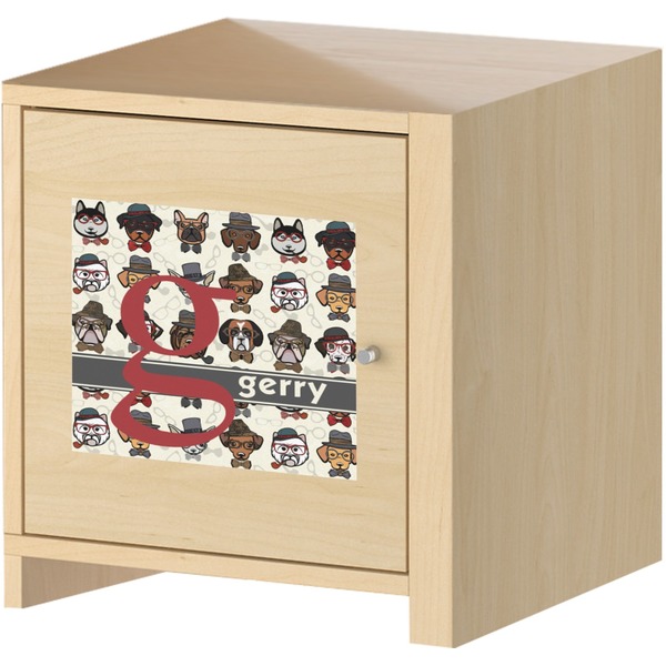 Hipster Dogs Square Wall Decal on Wooden Cabinet