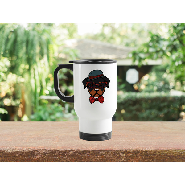 Hipster Dogs Stainless Steel Travel Mug with Handle Lifestyle