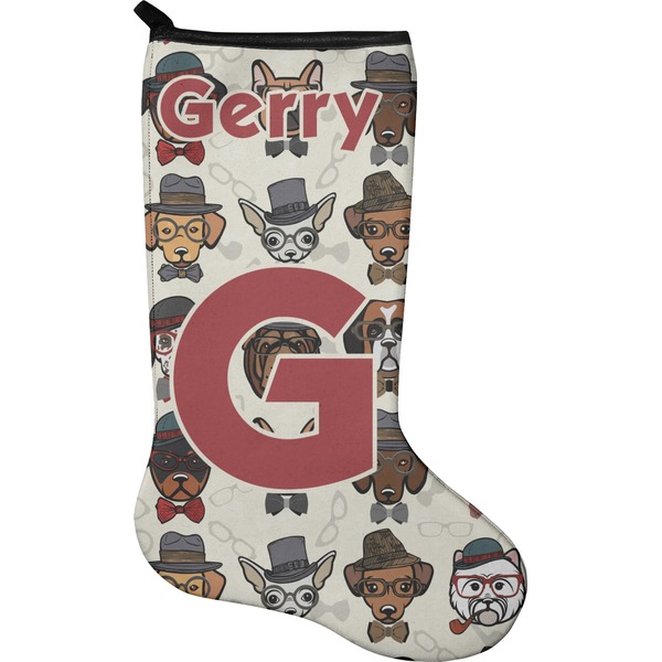 Custom Hipster Dogs Holiday Stocking - Single-Sided - Neoprene (Personalized)