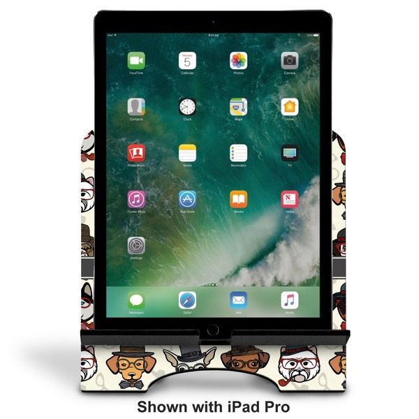 Hipster Dogs Stylized Tablet Stand - Front with ipad