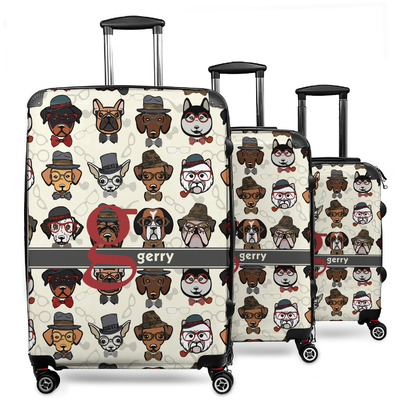 Hipster Dogs 3 Piece Luggage Set - 20" Carry On, 24" Medium Checked, 28" Large Checked (Personalized)