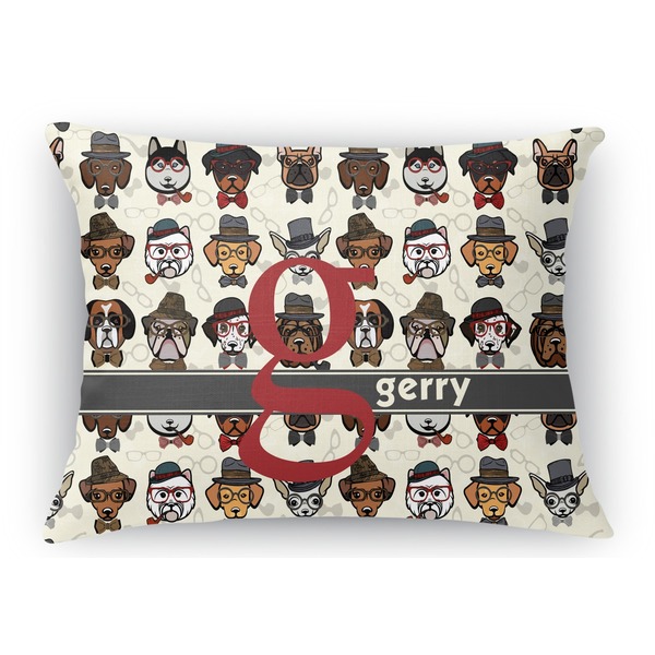 Custom Hipster Dogs Rectangular Throw Pillow Case - 12"x18" (Personalized)