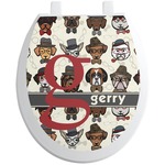 Hipster Dogs Toilet Seat Decal - Round (Personalized)