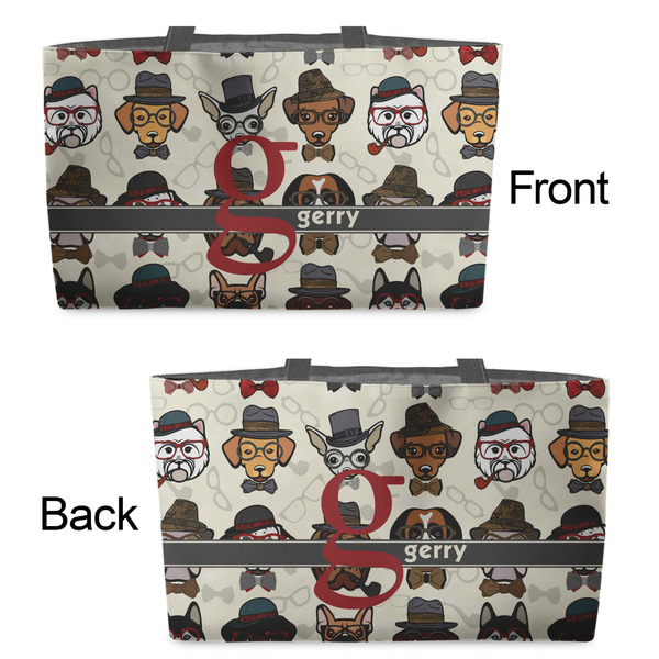 Hipster Dogs Tote w/Black Handles - Front & Back Views