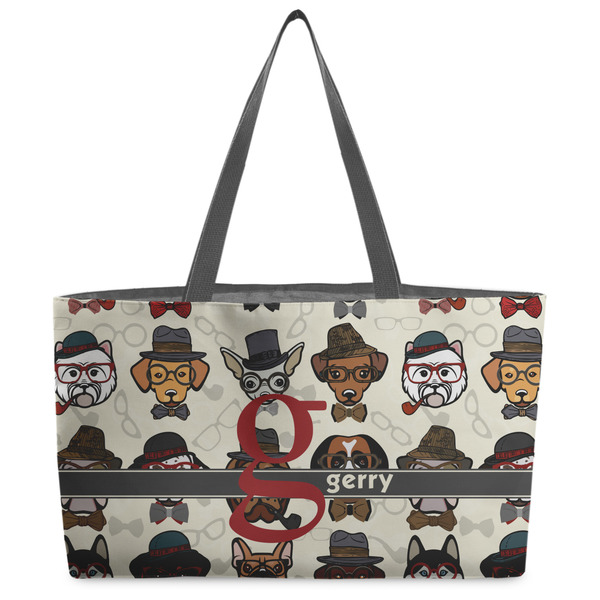 Custom Hipster Dogs Beach Totes Bag - w/ Black Handles (Personalized)