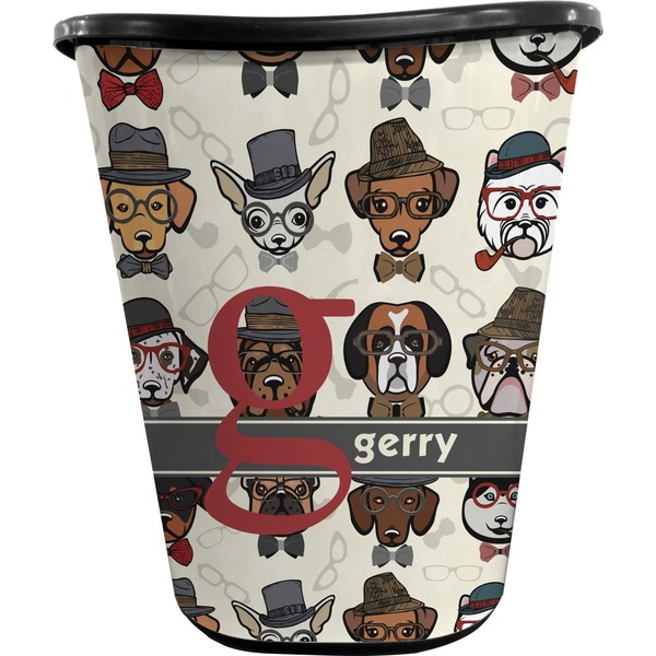 Custom Hipster Dogs Waste Basket - Double Sided (Black) (Personalized)