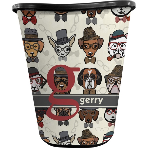 Hipster Dogs Trash Can Black