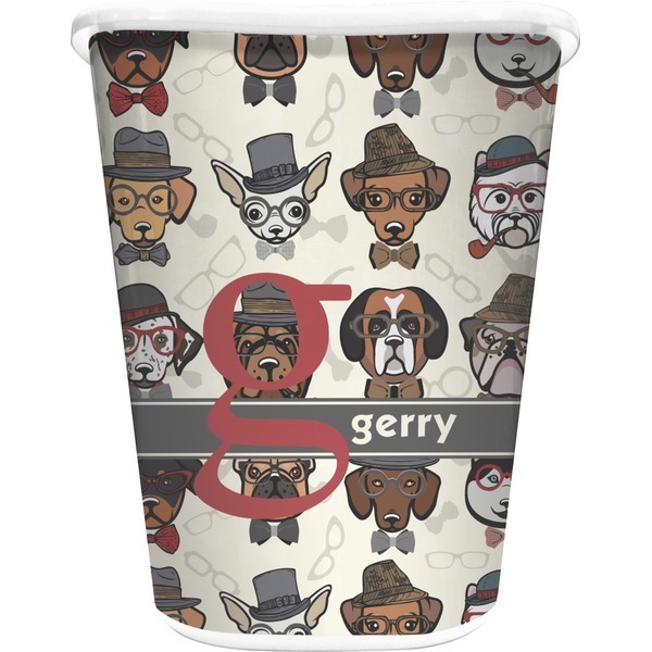 Custom Hipster Dogs Waste Basket - Single Sided (White) (Personalized)