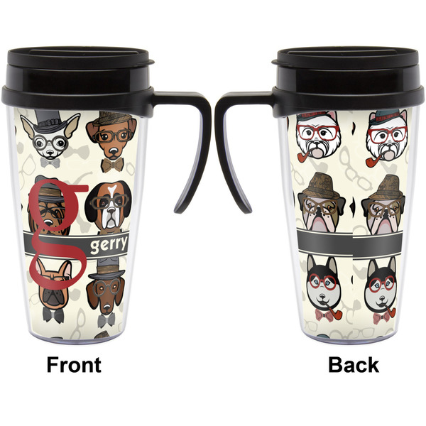 Hipster Dogs Travel Mug with Black Handle - Approval