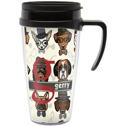 Hipster Dogs Acrylic Travel Mug with Handle (Personalized)