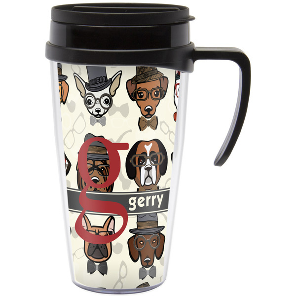 Custom Hipster Dogs Acrylic Travel Mug with Handle (Personalized)