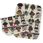 Hipster Dogs Burp Cloths - Fleece - Set of 2 w/ Name and Initial