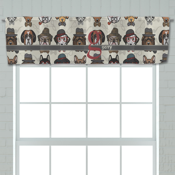Hipster Dogs Valance - Closeup on window