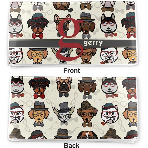 Hipster Dogs Vinyl Check Book Cover - Front and Back