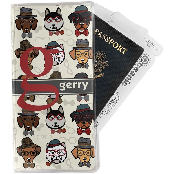 Custom Hipster Dogs Travel Document Holder