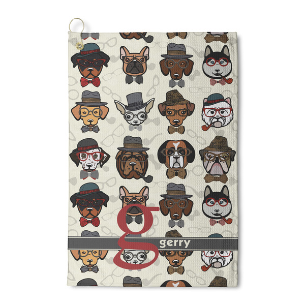 Custom Hipster Dogs Waffle Weave Golf Towel (Personalized)