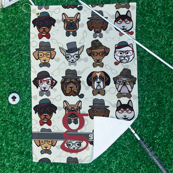 Hipster Dogs Waffle Weave Golf Towel - In Context