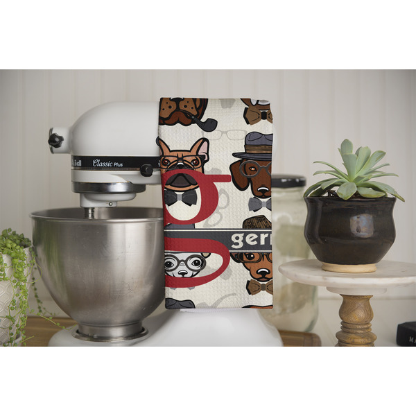 Hipster Dogs Waffle Weave Towel - Full Color Print - Lifestyle Image