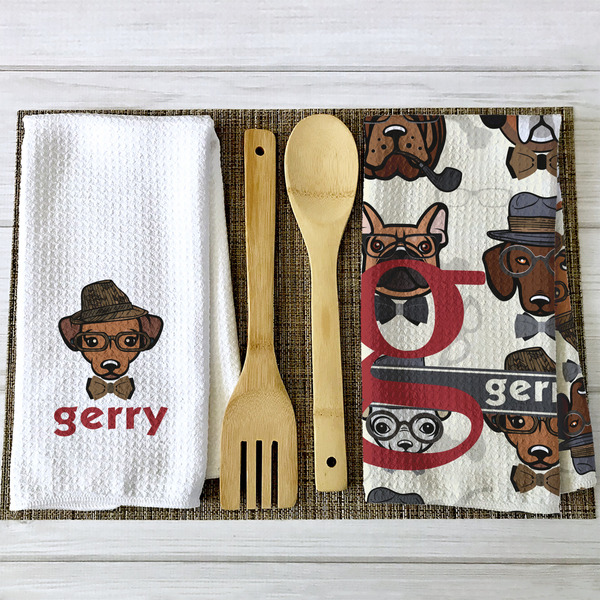 Hipster Dogs Waffle Weave Towels - 2 Print Styles