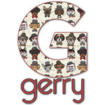 Hipster Dogs Name & Initial Decal - Custom Sized (Personalized)