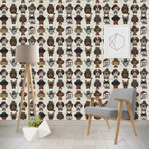 Custom Hipster Dogs Wallpaper & Surface Covering (Peel & Stick - Repositionable)