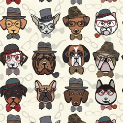 Hipster Dogs Wallpaper & Surface Covering (Water Activated 24"x 24" Sample)