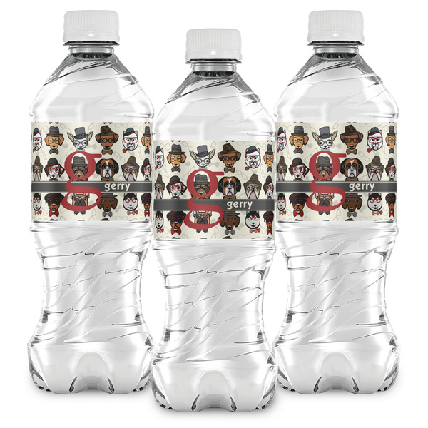 Hipster Dogs Water Bottle Labels - Front View