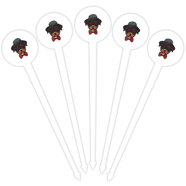 Hipster Dogs White Plastic 4" Food Pick - Round - Fan View