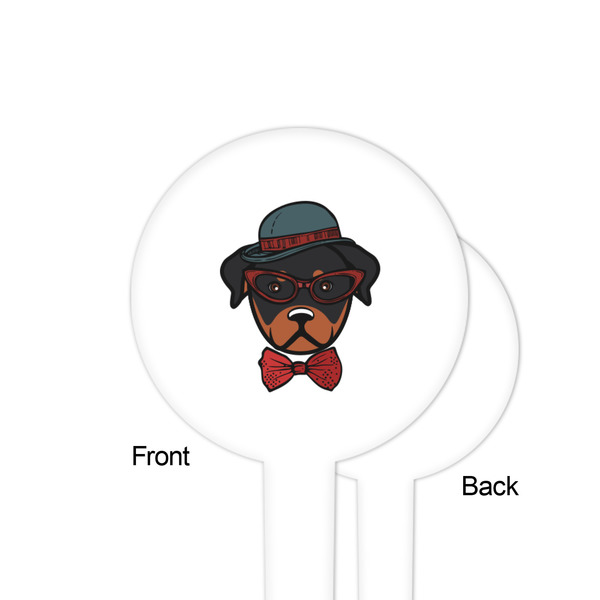 Hipster Dogs White Plastic 4" Food Pick - Round - Single Sided - Front & Back