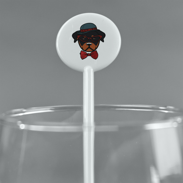 Hipster Dogs White Plastic 5.5" Stir Stick - Round - Main