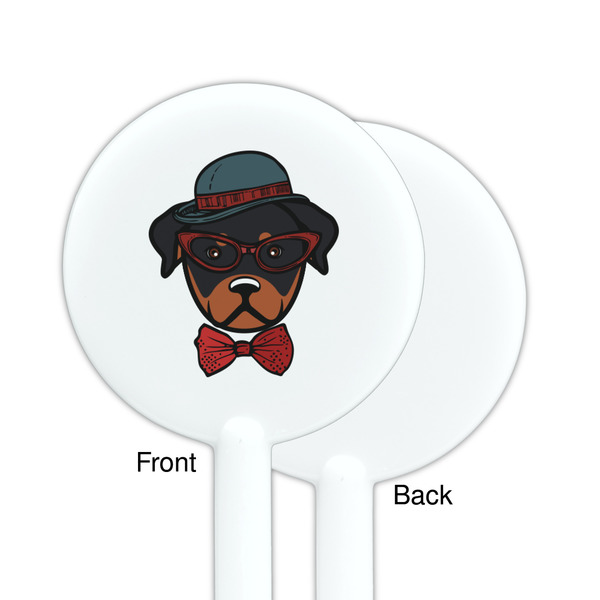 Hipster Dogs White Plastic 5.5" Stir Stick - Single Sided - Round - Front & Back