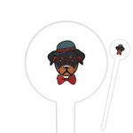 Hipster Dogs 6" Round Plastic Food Picks - White - Double Sided