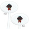 Hipster Dogs White Plastic 7" Stir Stick - Double Sided - Oval - Front & Back