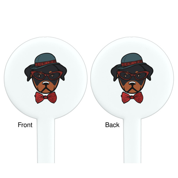 Hipster Dogs White Plastic 7" Stir Stick - Double Sided - Round - Front & Back