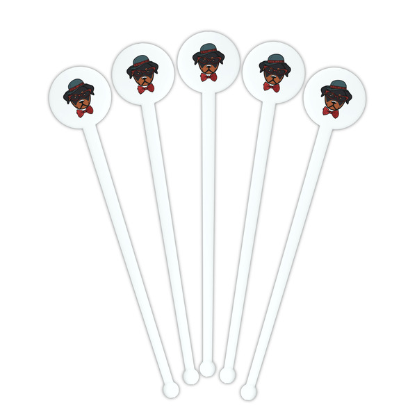 Hipster Dogs White Plastic 7" Stir Stick - Round - Fan View