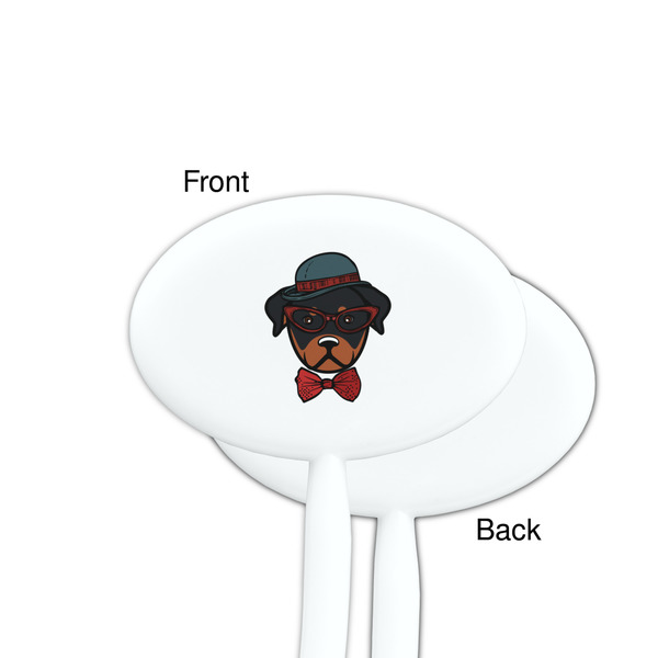 Hipster Dogs White Plastic 7" Stir Stick - Single Sided - Oval - Front & Back