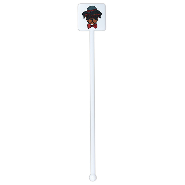 Hipster Dogs White Plastic Stir Stick - Double Sided - Square - Single Stick
