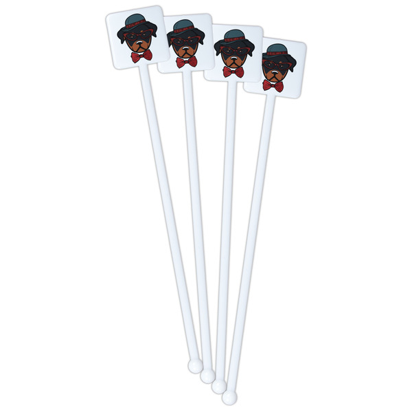 Hipster Dogs White Plastic Stir Stick - Single Sided - Square - Front