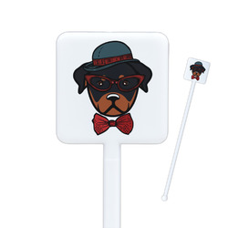 Hipster Dogs Square Plastic Stir Sticks - Double Sided