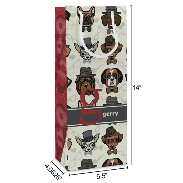 Hipster Dogs Wine Gift Bag - Dimensions