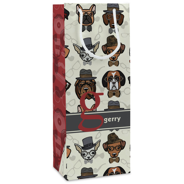 Custom Hipster Dogs Wine Gift Bags - Gloss (Personalized)