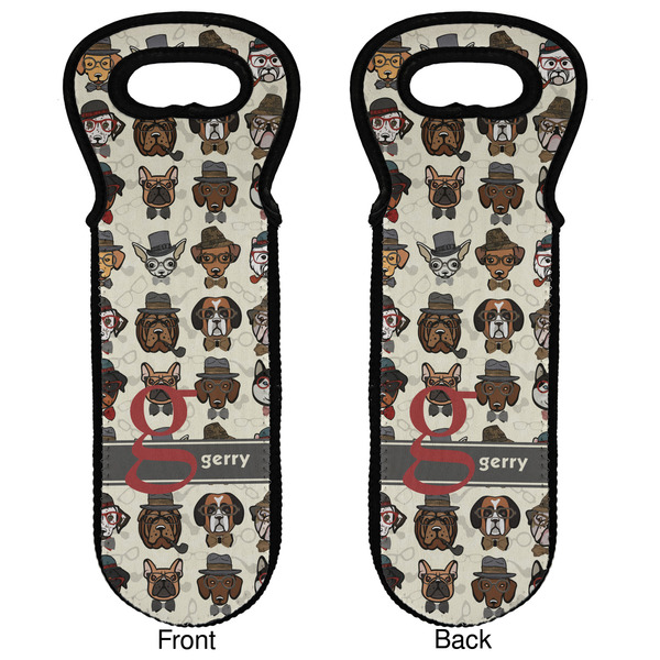Hipster Dogs Wine Tote Front & Back