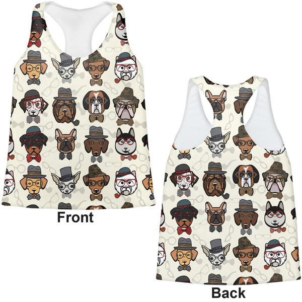 Hipster Dogs Womens Racerback Tank Tops - Medium - Front and Back