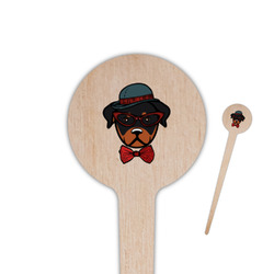 Hipster Dogs 4" Round Wooden Food Picks - Single Sided